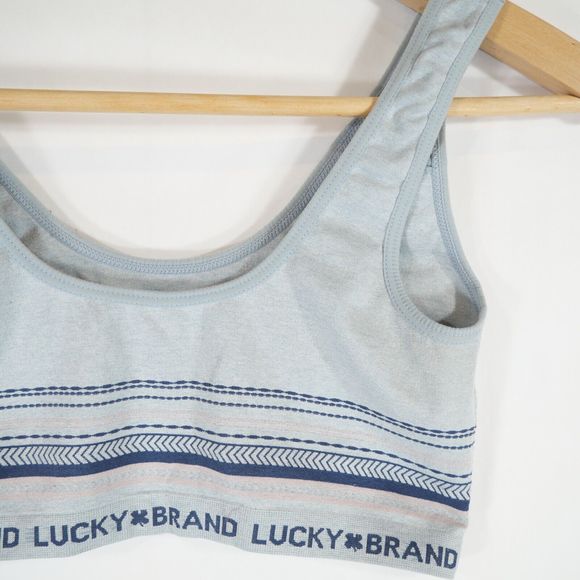 Lucky Brand Women's Seamless Logo Blue Striped Pattern Sports Bra Size M - Picture 6 of 8